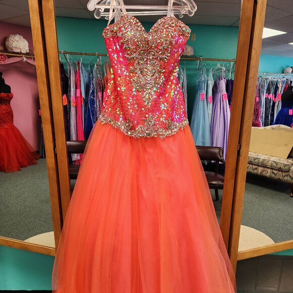 Precious Formals O10572 Size 2 Coral Prom Dress/Evening Gown - Picture 1 of 8